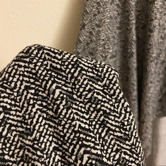 Papillon Gray Herringbone Open Front Cardigan Draped Cascade Long Sweater Medium - Picture 7 of 7